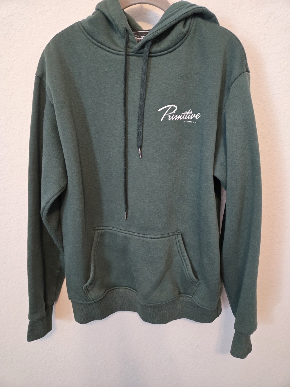 Primitive Men’s Forest Green Crewneck Hoodie with White Script Logo